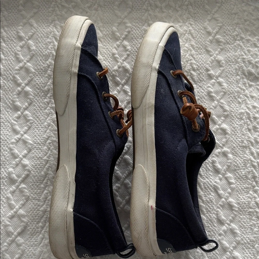 Sperry Navy Blue Sneakers with Brown Laces - Picture 5 of 6